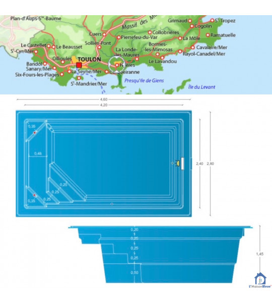 Piscine coque de 10M2 _ 4M20x2M40x1M45 (83140) Six Fours les Plages