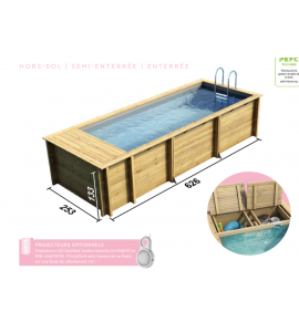 Kit piscine bois & coffre intégrés 6M20x2M50x1M33 (94320) Thiais