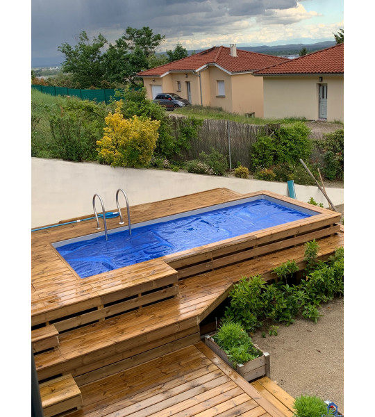 (01120) Piscine bois & coffre intégrés 6M20x2M50x1M33 Montluel