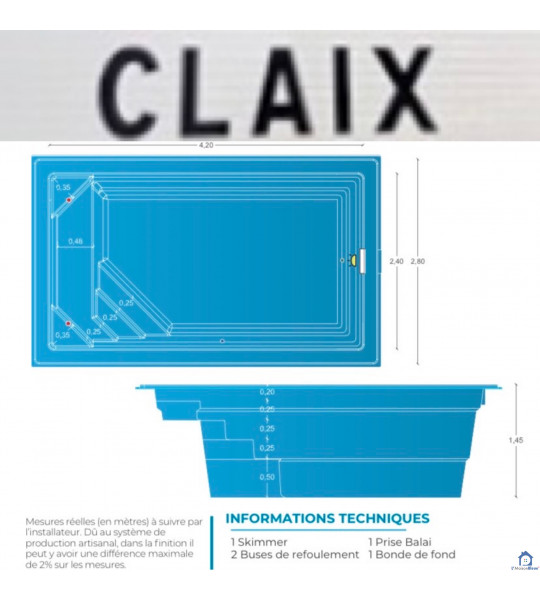 Claix (38640), Isère Mini piscine coque de 10M2 _ 4M20x2M40x1M45