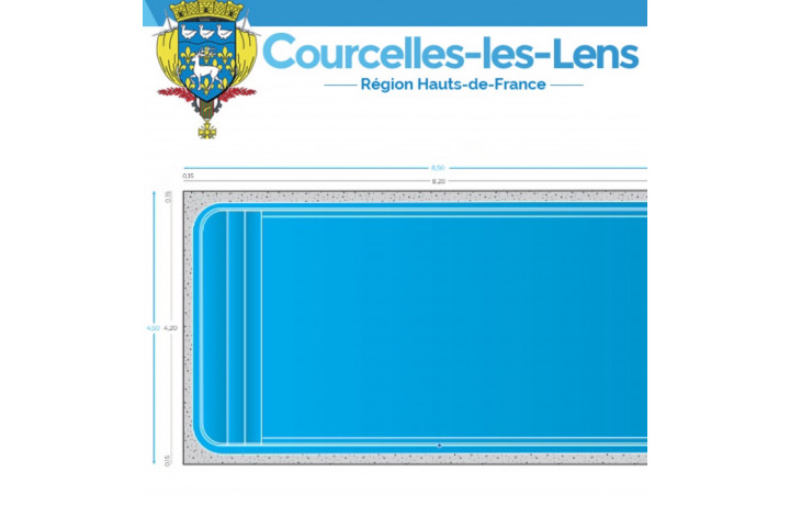 ✅ 8Mx4Mx1M50 piscine coque rectangulaire (62) Courcelles-lès-Lens