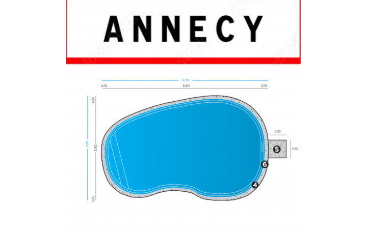 ✅ Coque piscine 5M80x3M50x1M50 forme ovale (74000) Annecy
