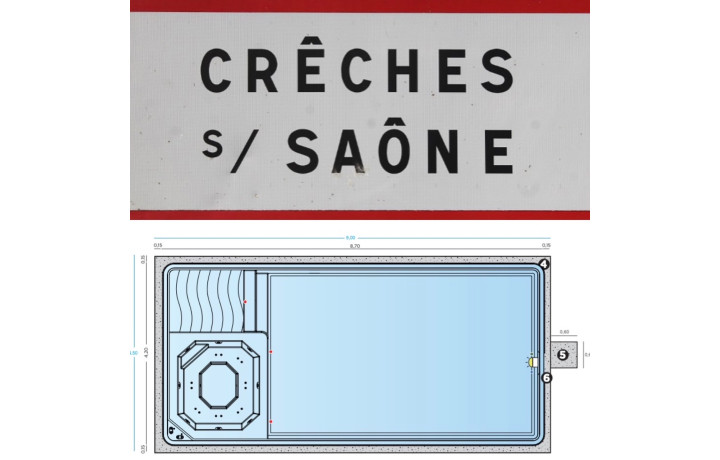 ✅ Piscine Coque SPA 8M70x4M20x1M50 - Crêches-sur-Saône (71680)