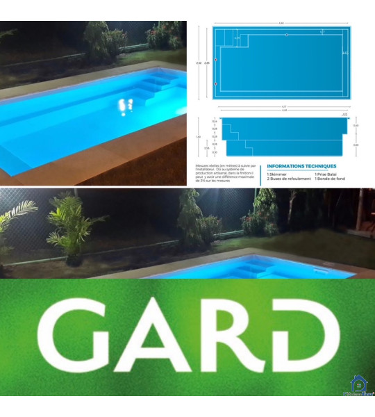 ✅ Piscine (30129) Manduel 4M44x2M25x1M45