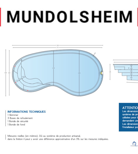 ✅ Piscine 7M80x4Mx1M35-1M60 (67450) Mundolsheim