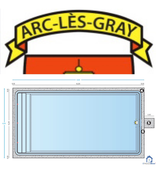 ✅ 8Mx4Mx1M50 Coque piscine rectangle (70100) Arc-lès-Gray