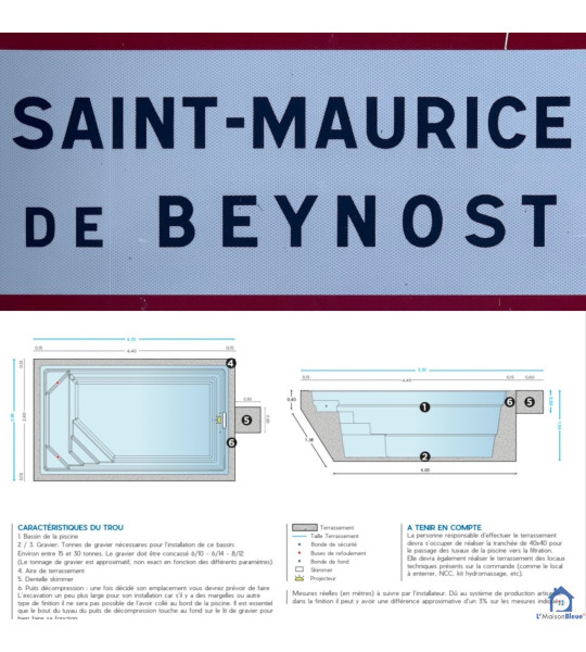 ✅ Piscine fond plat 4M40x2M60x1M45 (01700) St Maurice de Beynost