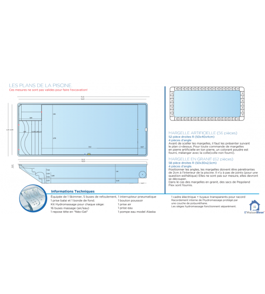 Piscine forme rectangle coque 10Mx4Mx1M50